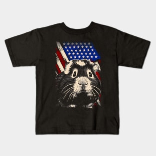 Pocket Piggies Guinea Pig Charm, USA Flag for Pet Devotees Kids T-Shirt